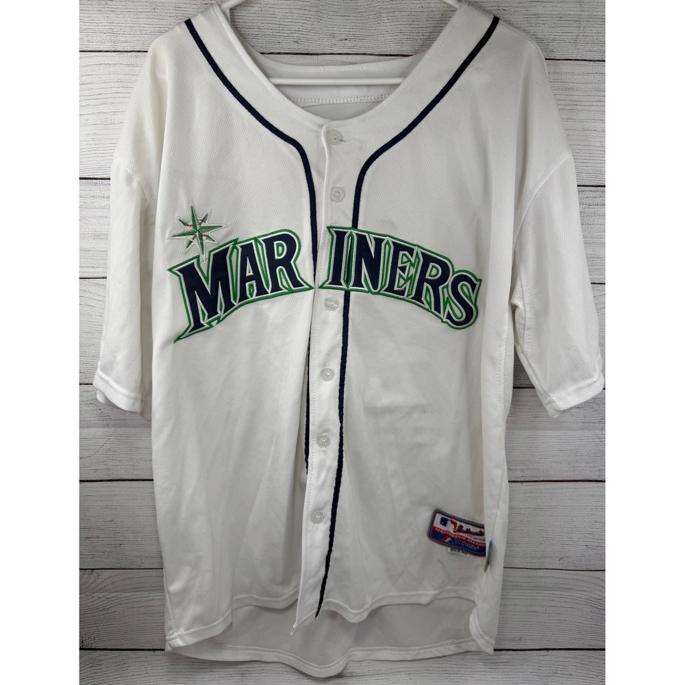 Vtg Mens Majestic Ken Griffey Jr Seattle Mariners Authentic Jersey White Size 50